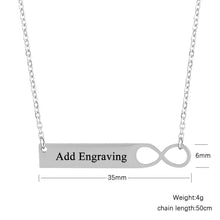 Load image into Gallery viewer, Custom Name Infinity Bar Necklace Silver