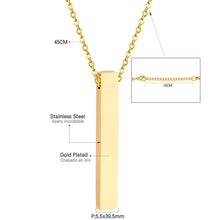 Load image into Gallery viewer, Vertical Bar Necklace Stainless Gold