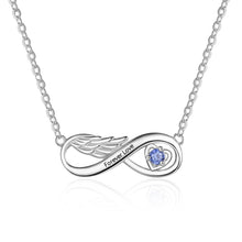 Load image into Gallery viewer, Infinity Angel Wing Necklace With Birthstone Sterling Silver