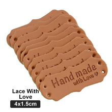 Load image into Gallery viewer, 50Pcs Embossed Hand Made Letter Labels For Diy Sewing Materials