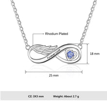 Load image into Gallery viewer, Infinity Angel Wing Necklace With Birthstone Sterling Silver
