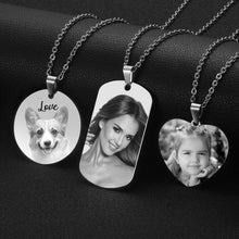 Load image into Gallery viewer, Heart Custom Photo Necklace Silver