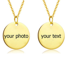 Load image into Gallery viewer, Customized Photo Text Round Necklace Gold