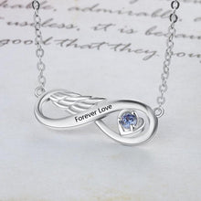 Load image into Gallery viewer, Infinity Angel Wing Necklace With Birthstone Sterling Silver