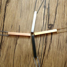 Load image into Gallery viewer, Long Bar Vertical Necklace Rose Gold