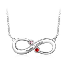 Load image into Gallery viewer, Custom Infinity Necklace With Two Birthstones Silver