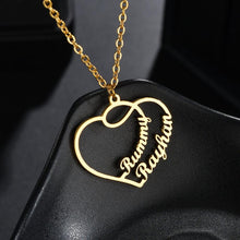 Load image into Gallery viewer, Double Heart Name Necklace Silver