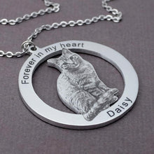 Load image into Gallery viewer, Custom Pet Photo Text Circle Pendant Necklace