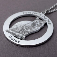 Load image into Gallery viewer, Custom Pet Photo Text Circle Pendant Necklace