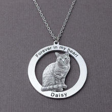 Load image into Gallery viewer, Custom Pet Photo Text Circle Pendant Necklace