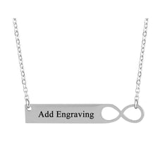 Load image into Gallery viewer, Custom Name Infinity Bar Necklace Silver