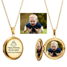 Load image into Gallery viewer, Custom photo Text Round shaped necklace Gold