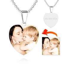 Load image into Gallery viewer, Heart Custom Photo Necklace Silver