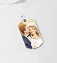 Load image into Gallery viewer, Customized Photo Text Tag Necklace Silver