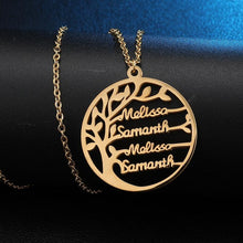 Load image into Gallery viewer, Tree Of Life Custom Name Necklace Gold