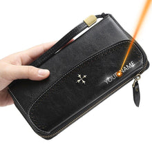 Load image into Gallery viewer, Custom Name Engraving Zipper Fashion Leather Long Wallet For Women