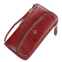 Load image into Gallery viewer, Custom Name Engraving Zipper Fashion Leather Long Wallet For Women