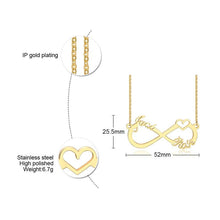 Load image into Gallery viewer, Infinity Two Name Necklace in Gold Plated