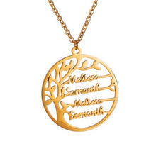 Load image into Gallery viewer, Tree Of Life Custom Name Necklace Gold