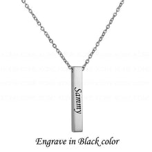 Load image into Gallery viewer, Custom Name Date Bar Necklace Silver
