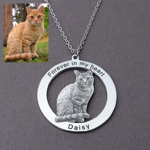Load image into Gallery viewer, Custom Pet Photo Text Circle Pendant Necklace
