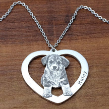 Load image into Gallery viewer, Custom Pet Photo Text Heart Shaped Pendant Necklace