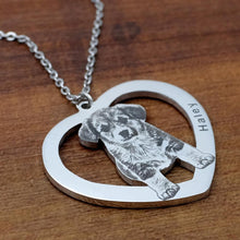Load image into Gallery viewer, Custom Pet Photo Text Heart Shaped Pendant Necklace