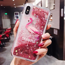 Load image into Gallery viewer, Quicksand holster for iPhone X 7 for iPhone 6 6s Plus XR XS Max 11PRO Flamingo phone case Bling Dynamic Love Hearts back cover