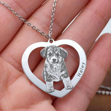 Load image into Gallery viewer, Custom Pet Photo Text Heart Shaped Pendant Necklace