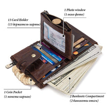 Load image into Gallery viewer, Customized Name Engraving Genuine Leather Bifold Wallet