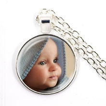 Load image into Gallery viewer, Round Custom Photo Glass Pendant Necklace