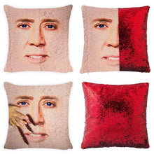 Load image into Gallery viewer, Fashion Shining Trump Cushion Reversible Color Changing Pillow Case Magical Nicolas Cage Cushion Cover with Sequins Pillow Cover