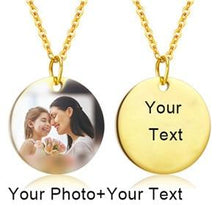 Load image into Gallery viewer, Customized Photo Text Round Necklace Gold