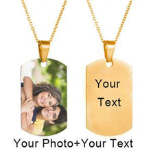 Load image into Gallery viewer, Customized Photo Text Tag Necklace Gold