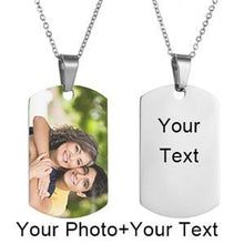 Load image into Gallery viewer, Customized Photo Text Tag Necklace Silver