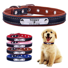 Load image into Gallery viewer, AiruiDog Adjustable Personalized Dog Collar Leather Puppy ID Name Custom Engraved XS-L