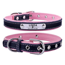 Load image into Gallery viewer, AiruiDog Adjustable Personalized Dog Collar Leather Puppy ID Name Custom Engraved XS-L