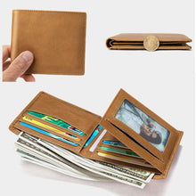 Load image into Gallery viewer, Personalized Name Engraving Leather Short Wallet