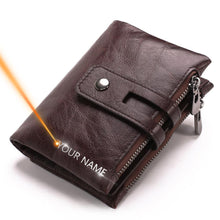 Load image into Gallery viewer, Custom Name Engraving Bifold Zipper wallet