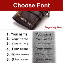 Load image into Gallery viewer, Custom Name Engraving Bifold Zipper wallet
