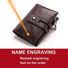 Load image into Gallery viewer, Custom Name Engraving Bifold Zipper wallet