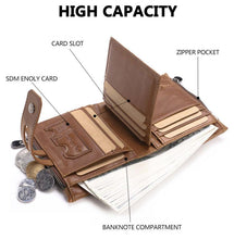 Load image into Gallery viewer, Custom Name Engraving Bifold Zipper wallet