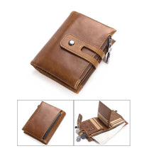 Load image into Gallery viewer, Custom Name Engraving Bifold Zipper wallet