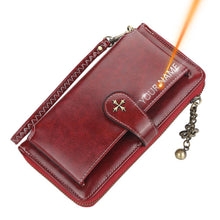 Load image into Gallery viewer, Custom Name Engraving, Leather Wallet For Women