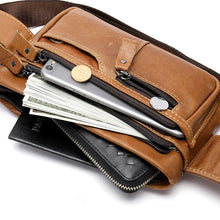 Load image into Gallery viewer, Custom Name Engraving Leather Waist Bag For Men