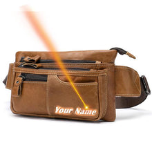 Load image into Gallery viewer, Custom Name Engraving Leather Waist Bag For Men