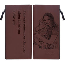 Load image into Gallery viewer, Custom Photo and Text Engraving Zipper Long Wallet