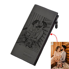 Load image into Gallery viewer, Custom Photo and Text Engraving Zipper Long Wallet