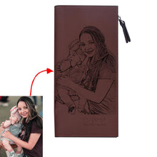 Load image into Gallery viewer, Custom Photo and Text Engraving Zipper Long Wallet