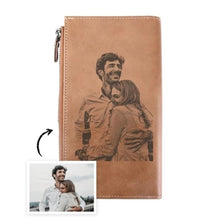 Load image into Gallery viewer, Custom Engraved leather Zipper Buckle Wallet